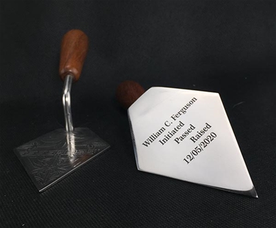 Personalized Masonic Trowel 4" blade with design